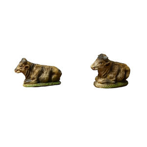 Vintage Made In Italy Nativity Cow Bull‎ Cattle Figurines Set Of 2 Stock# 97725